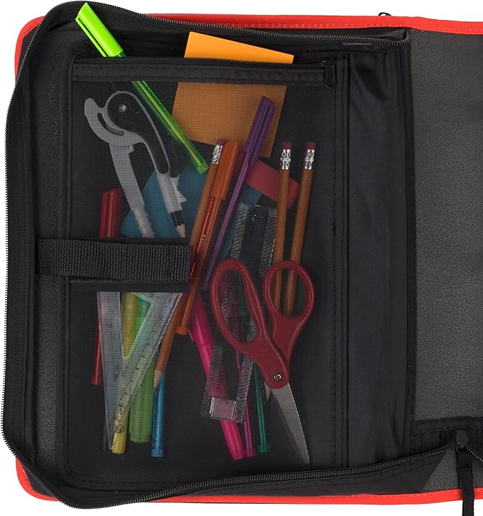 Five Star Zipper Binder, 2 Inch 3-Ring Binder with Round Rings, 5-Tab Expanding File, 380 Sheet Capacity, Fire Red (72538)