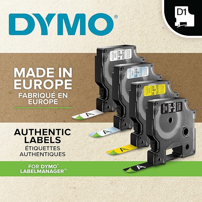 DYMO Standard D1 45010 Labeling Tape ( Black Print on Clear Tape , 1/2'' W x 23' L , 1 Cartridge)