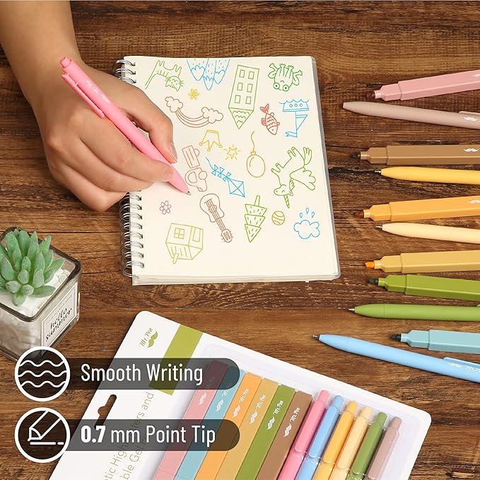 Mr. Pen- Aesthetic Highlighters and Gel Pens, 12 Pack, Bright Colors No Bleed, Colorful Ink, Cute Pens for Bibles