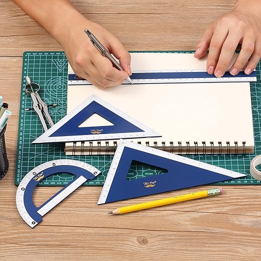 Mr. Pen- Wooden Geometry Set, 4 Pack, Triangle Ruler Set Square, Protractor Set, Protractors, Drafting Triangle, Drafting Tools & Drafting Kits, Geometry Kit, Drawing Tools