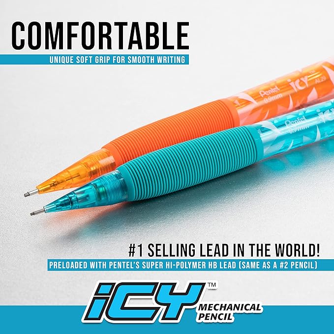 Pentel Icy Razzle-Dazzle Mechanical Pencil, (0.7mm), Assorted Barrels, Color May Vary, Pack of 12 (AL27RDBP12M)