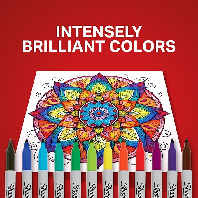 Sharpie Permanent Markers, Fine Point, Assorted Colors, 24 Count