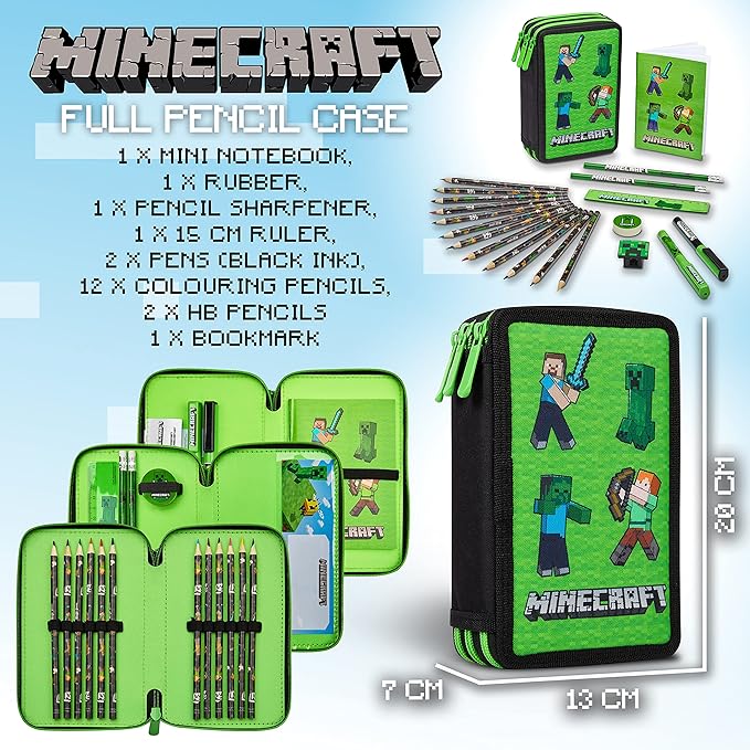Minecraft Kids Pencil Case Stationery Pens Colored Pencils Notebook School Supplies Gamer Gifts for Boys