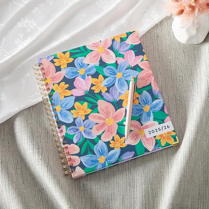 Blue Sky 15 Month Weekly and Monthly Academic Year Planner Calendar, April - June, Hard Cover, Wirebound, Laminated Tabs, Storage Pocket, Includes Snap-in Ruler w/Sticky Notes & Sticker Sheet (Nerina- 2025/2026, 8.5" x 11")