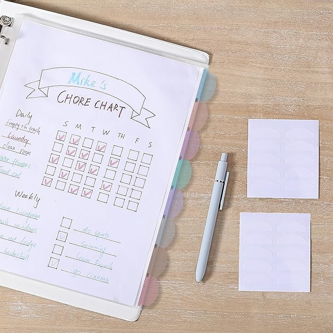Mr. Pen- Clear Sheet Protectors with Tabs Bulk, 8 Tabs, 24 Sets, Clear Plastic Dividers for 3 Ring Binder, Insertable Index Page Divider Multicolor Tabs