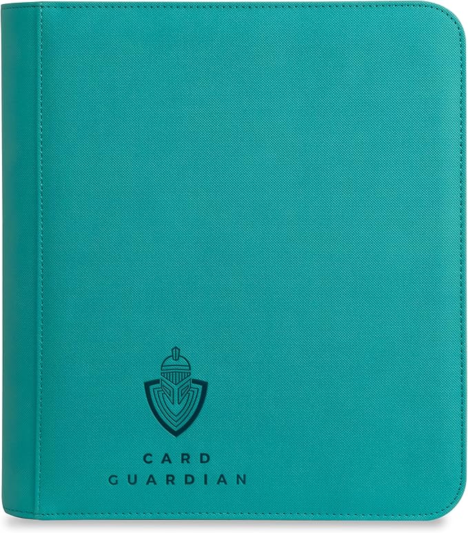 Card Guardian - Toploader 4 Pocket Premium Binder with Zipper for 160 Cards - Side Loaded Pockets - Compatible with Sports and Trading Cards TCG (Teal)