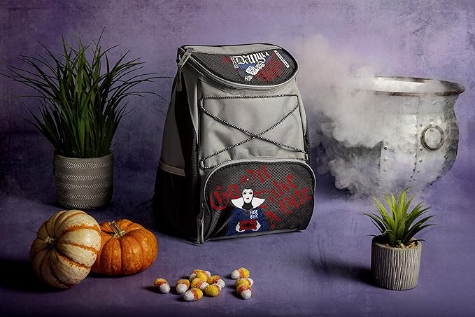 Picnic TIME Disney Snow White Evil Queen Backpack Cooler, Insulated Leakproof Soft Cooler Backpack, Waterproof Lunch Bag, Portable Hiking Ice Chest for Beach, Picnic, Camping & Travel (Black Gray)
