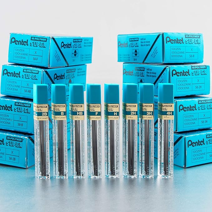 Pentel Super Hi-Polymer Lead Refill, (0.7mm) Medium, H, 144 Pieces of Lead (50-H)