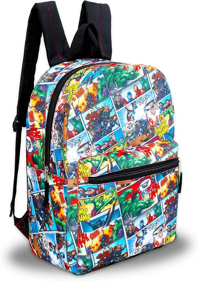 Marvel Avengers Backpack with Lunch Bag Set - Bundle of 16” School Bag, Spiderman Lunch Box, Water Bottle, Stickers, More | Avengers School Supplies for Kids