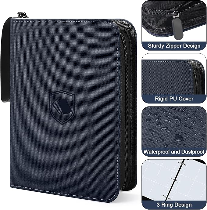 900 Pockets Trading Card Binder, PU Cover Zipper Card Collection Album, Sturdy Card Folder Holder for MTG, TCG, Game Cards, Sports Cards