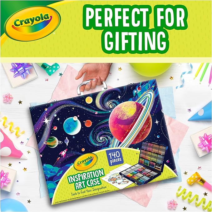 Crayola Inspiration Art Case Space Coloring Set (140pcs), Essential Easter Basket Stuffers, Art Kit for Kids, Crayons, Markers, Pencils, Easter Gifts for Kids, Ages 5+ [Amazon Exclusive]