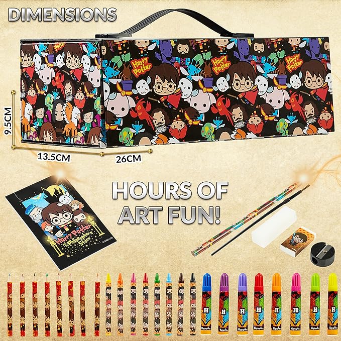 Harry Potter Gifts Colored Pencils 130pcs Art Supplies Drawing Kit School Supplies Painting Kids Drawing Pencils Art Kit Travel Case with Crayons (Multi)