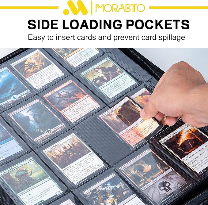 16 Pocket Card Binder,Trading Card Binder Holds up to 1024 Cards with 32 Sleeves,Zipper Card Holder Album Compatible with TCG/Sports Cards-Black Model B