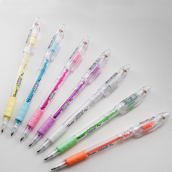 Pentel Milky POP Pastel Gel Pen, (0.8mm) Medium Line, Assorted Ink, Pack of 36, Canister (K98PC36M)