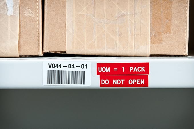 Brady Authentic (M5C-1500-595-RD-WT) All-Weather Vinyl Labels 1.5 in W x 25ft White on Red. for use with BMP51, M510, and M511 Label Printers.