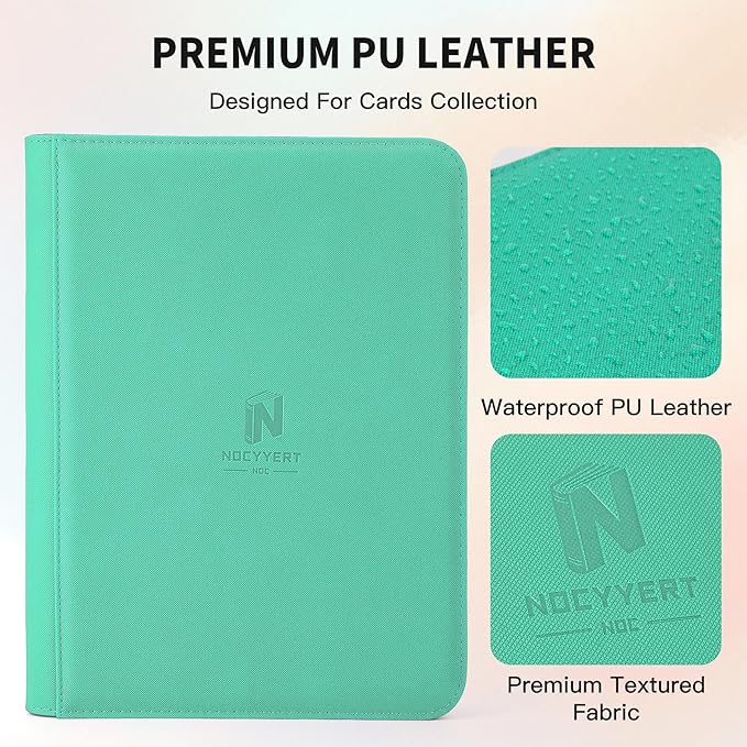 Trading Card Binder, Premium 9 Pocket 540 Double Sided Pocket Collection Binder, Card Album for TCG Card Holder for Game Card, Sports Card, Yugioh, MTG etc(Cyan)