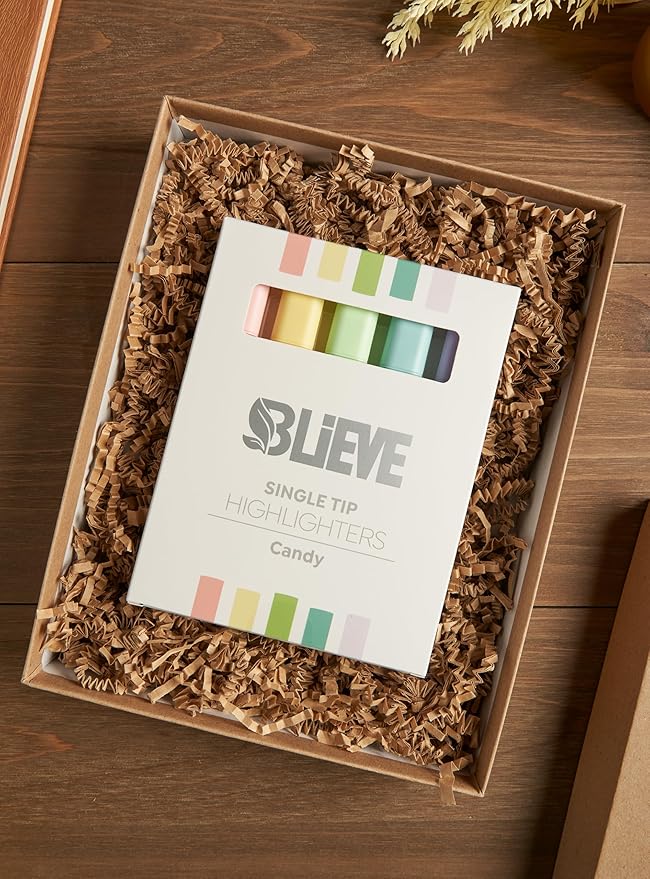 BLIEVE- Bible Highlighters No Bleed Through Assorted Colors, Cute Highlighter For Journaling Office Supplies And Accessories, Bible Highlighters And Pens No Bleed Chisel Tip (CANDY)