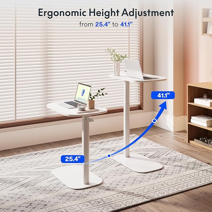 FLEXISPOT Adjustable C Table Mobile Snack Side End Table Sofa Couch Bedside Table Laptop Cart TV Tray Night Stand Small Space Side Table(23.6" W x 13.8" D,White)
