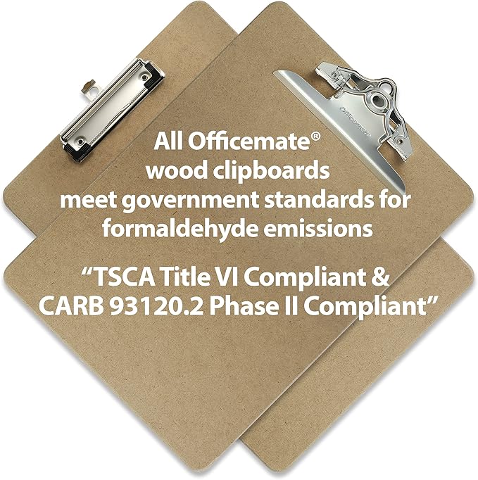 Officemate Recycled Wood Clipboard, Letter Size, Low Profile Clip, 9 x 12.5 Inches (83219), Each, Brown