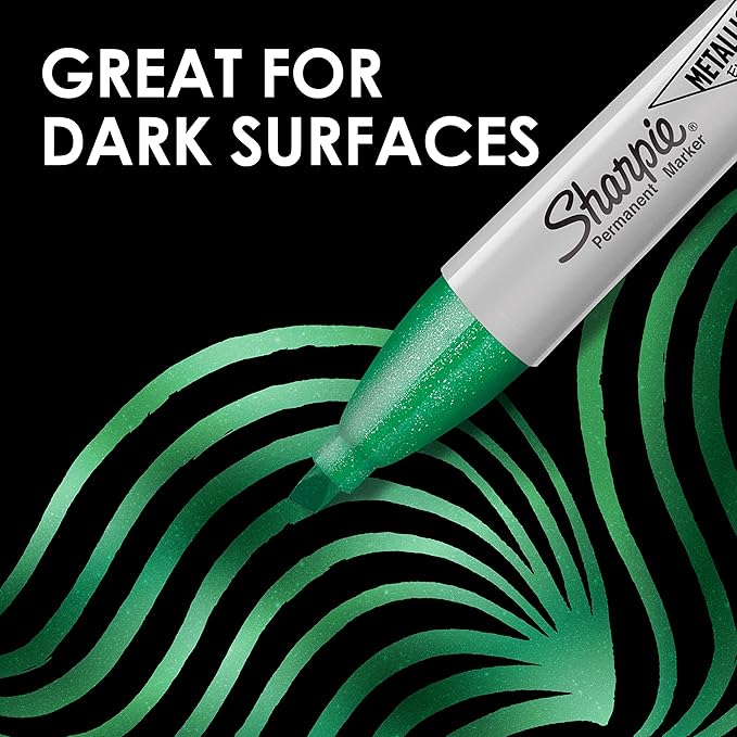 Sharpie Metallic Permanent Markers Chisel Tip Assorted Colors 6 Count