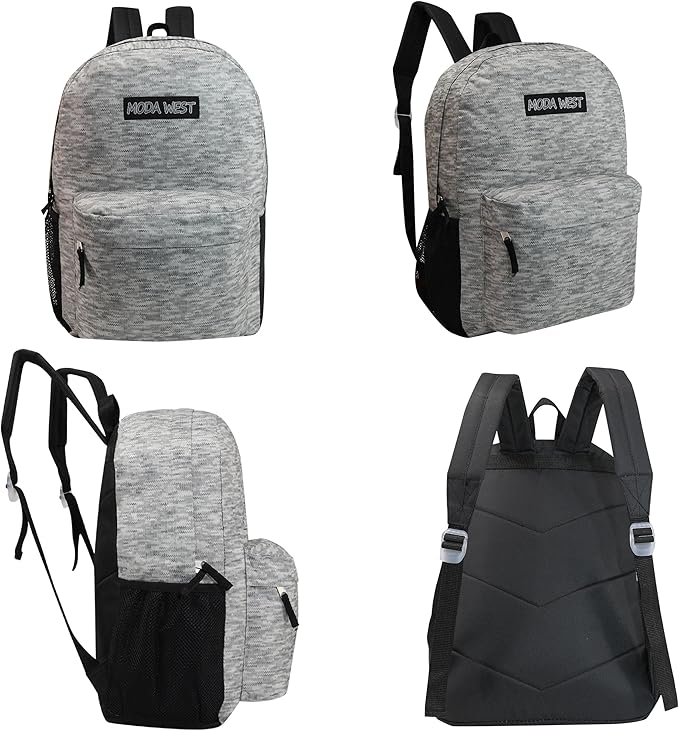 12-Pack 17” Sport Backpacks with 18 Piece School Supplies Kits - Pens, Pencils, Crayons – Bulk Bundle for Elementary, Middle, and High School Students, 12 Assorted Styles