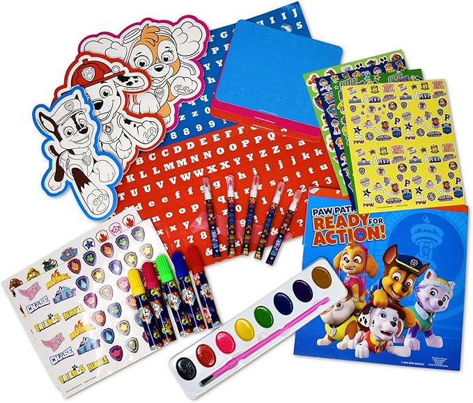 PAW Patrol Coloring and Activity Book Set, Color Mess Free Craft Art Kit for Kids, Includes Drawing Pad, Markers, Stickers