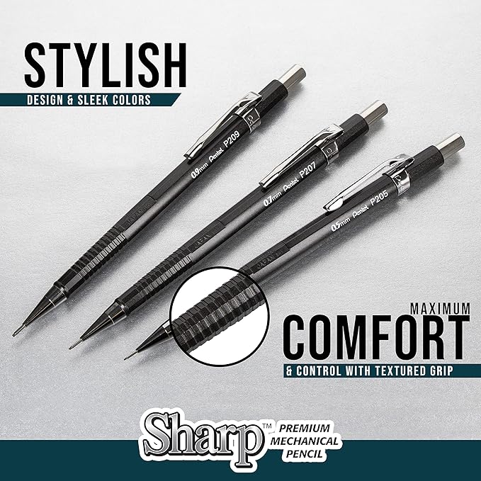Pentel Sharp Mechanical Pencil, (0.3mm), Extra Fine Line, Brown Barrel, Pack of 4 (P203PF4E)