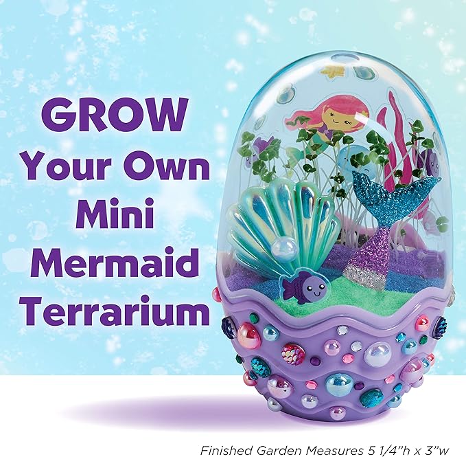 Creativity for Kids Mini Garden: Mermaid Terrarium Kit - Mermaid Gifts for Girls, Crafts and Toys, Easter Basket Stuffers for Kids (Ages 6+)
