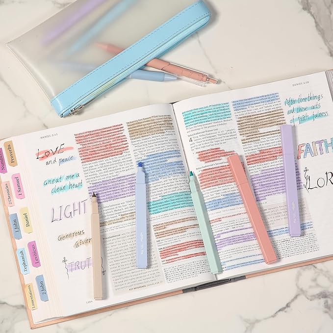 Mr. Pen- Aesthetic Highlighters and Gel Pens, 10 Pack, Pastel Colors No Bleed Bible Highlighters, Black Ink Gel Pens