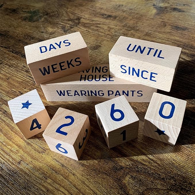 Genuine Fred Who's Counting Wooden Countdown Blocks, Daily Living Edition, Assorted