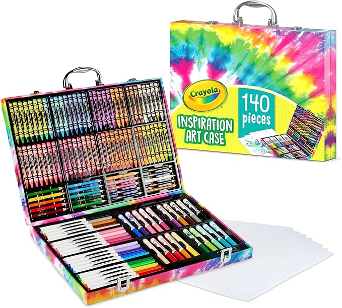 Crayola Inspiration Art Case Coloring Set - Tie-Dye (140ct), Essential Easter Basket Stuffers, Art Supplies Set For Kids, Travel Drawing Kit, Gift for Girls & Boys, Ages 5+ [Amazon Exclusive]