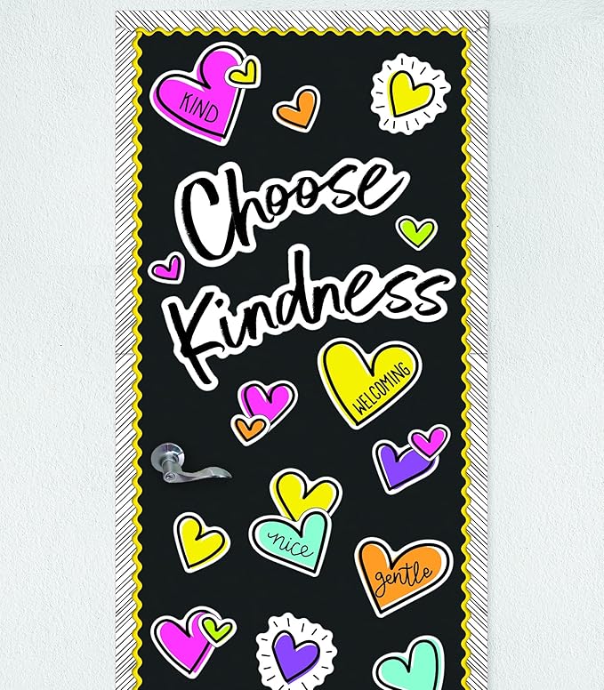 Carson Dellosa Kind Vibes 75 pc Bundle Motivational Bulletin Board Set, Poster, Rainbow, and Heart Cutouts with Positive Affirmations, Classroom Decor