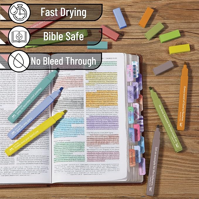 Mr. Pen- Bible Highlighters with Bible Verses, 8 Pack, Assorted Colors, Aesthetic Highlighters, Markers No Bleed Through