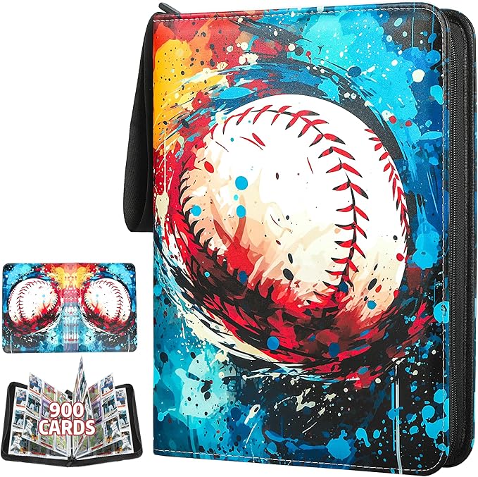 Baseball Card Sleeves Binder 900 Pockets for Trading Card, 9 Pocket Sports Card Binder Baseball Card Holder Compatible with Topps Baseball Card, Football Card, Baseball Card, Sport Card