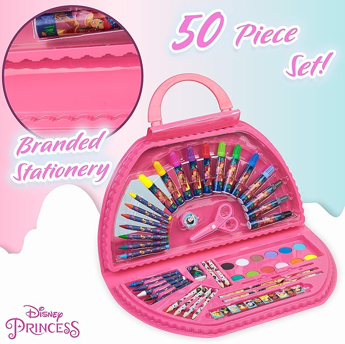 Disney Stitch Colored Pencils Art Supplies for Kids Girls Boys Crayons Markers Watercolor Paints Drawing Kit Travel Art Set Gifts for Kids (Pink Princess Set)