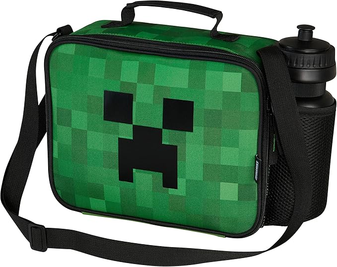 Minecraft Insulated Lunch Bag for Kids Creeper Lunchbox for Boys School Supplies Food Carrier Snacks Picnic Beach Days Travel Gamer Gifts for Kids (Green)