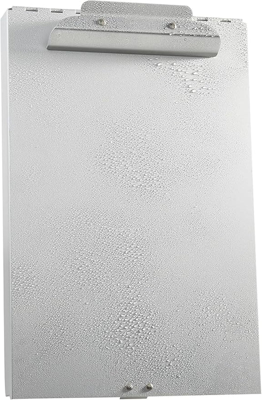 Amazon Basics Metal Clipboard with 2 Compartments, Letter Size, 250 Sheet Storage Capacity, Office Supplies, Silver, 14.09 x 9.21 x 2.6 inches