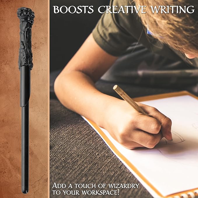 Harry Potter Floating Wand Pen with Magnetic Stand, HogwartsCollectibles in Gift Ready Box, Cool Desk Decor for Office, Gifts for Kids and Adults (Black 1 Pcs)