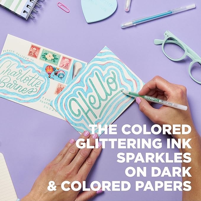 SAKURA 57913 16-Piece Gelly Roll Stardust Assorted Colors Cube Collection Glitter Pen Set