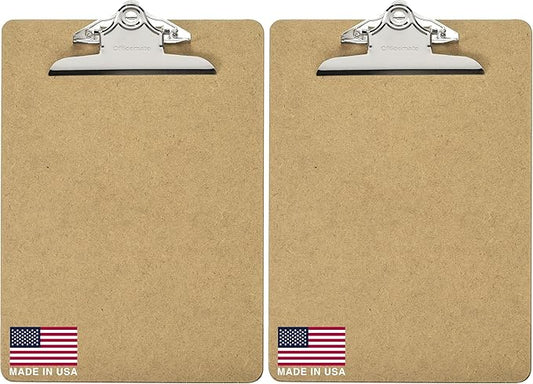 Officemate Recycled Wood Clipboard, Letter Size | 2 Pack | 6 Inch Clip | Brown