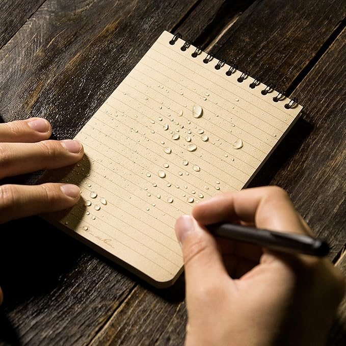 Rite in the Rain Weatherproof Top-Spiral Notebook, 4" x 6", Tan Cover, Universal Pattern, 3 Pack (No. 946T-3)
