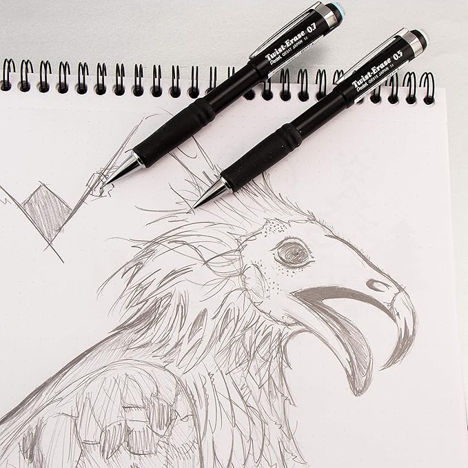 Pentel Twist-Erase III Mechanical Pencil,(0.7mm),Assorted Barrel Colors with 2 Eraser Refills (QE517BP2),(Pack of 4)