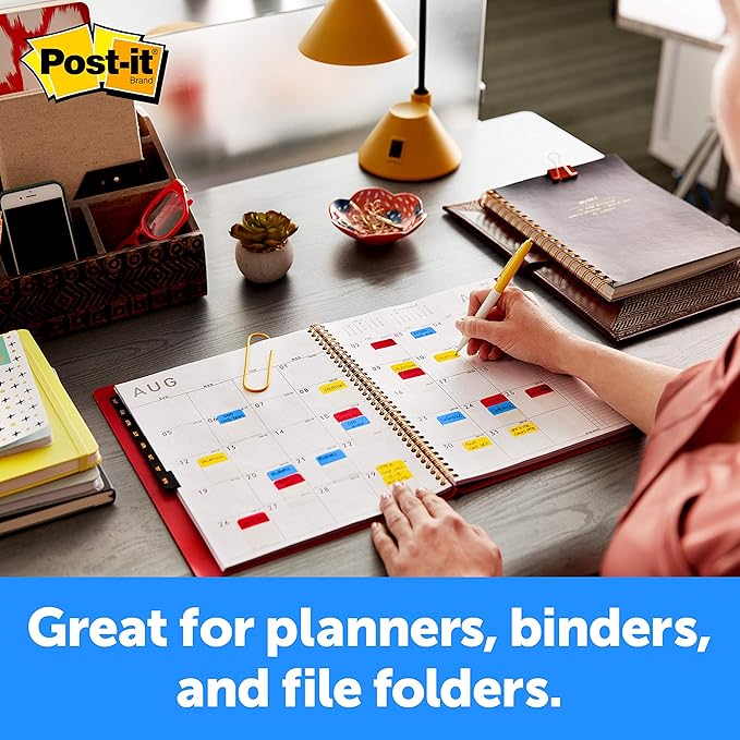 Post-it Tabs, 1 in, 36/Dispenser, Pack of 2 | 6 Colors | Solid Style