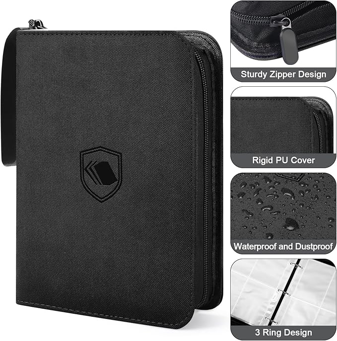 440 Pockets Trading Card Binder, PU Cover Zipper Card Collection Album, Sturdy Card Folder Holder for MTG, TCG, Game Cards, Sports Cards