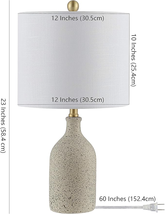 SAFAVIEH Lighting Collection Gunnar Farmhouse Grey Speckled Ceramic 23-inch Bedroom Living Room Home Office Desk Nightstand Table Lamp (LED Bulb Included)