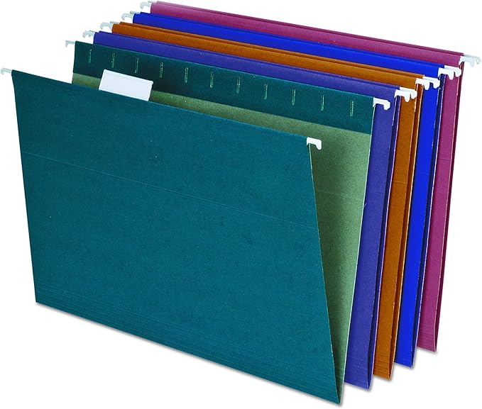 EarthWise by Pendaflex 100% Recycled Hanging Folders, Letter Size, 1/5 Cut, Assorted Colors, 20 per Box (35117)