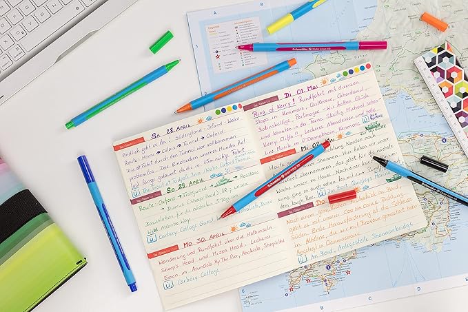 Schneider Slider Edge XB (Extra Broad) Ballpoint Pen, 1.4 mm, Light Blue Barrel, Red Ink, Box of 10 Pens (152202)