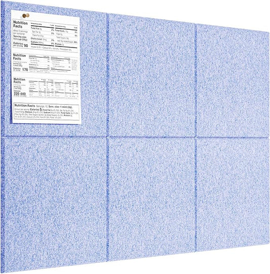 MaxGear Large Cork Board for Wall 36" x 24", Light Blue Bulletin Board, 6 Pack Felt Wall Tiles with Pushpins, Cork Boards for Office Pin Board Tack Board Cork Boards