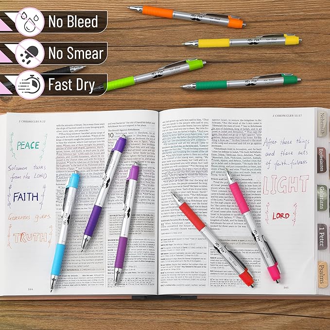 Mr. Pen- Bible Pens No Bleed Through, 10 Pack, Bible Journaling Pens, Colorful Bible Pen