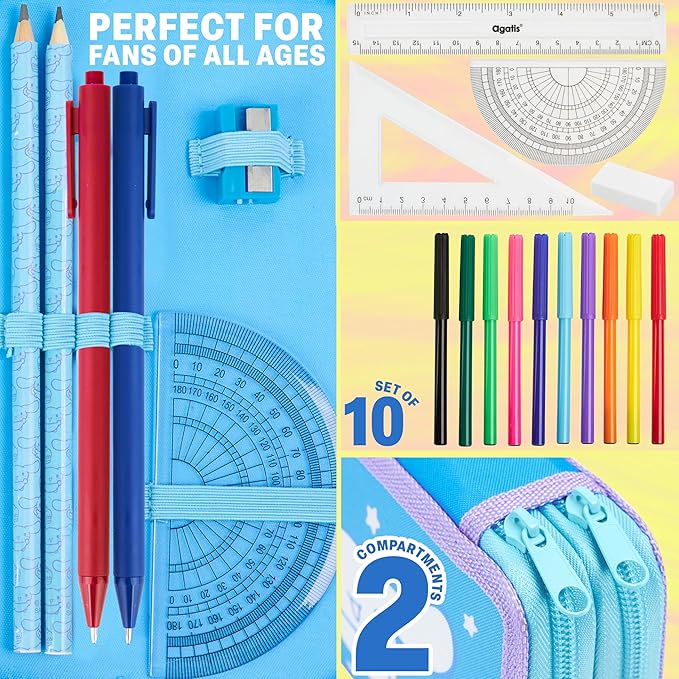 Hello Kitty Sanrio Pencil Case Kids Colored Pencils Markers Kawaii Kuromi Stationery Gifts for Kids (Multi Cinnamoroll)